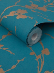 Graham & Brown Teal Meiying A4 Wallpaper Sample - Image 3 of 3