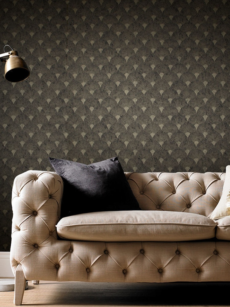 Graham & Brown Black or Gold Fan A4 Wallpaper Sample - Image 1 of 3