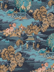 Graham & Brown Navy Edo Toile A4 Wallpaper Sample - Image 2 of 3