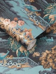 Graham & Brown Navy Edo Toile A4 Wallpaper Sample - Image 3 of 3