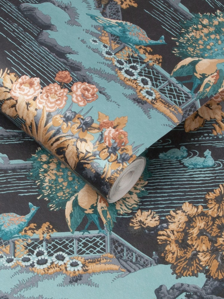 Graham & Brown Navy Edo Toile A4 Wallpaper Sample - Image 3 of 3