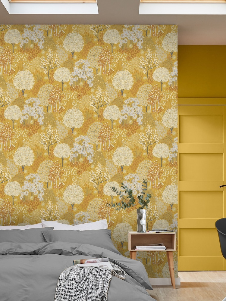 Graham & Brown Mustard Fable A4 Wallpaper Sample - Image 1 of 3