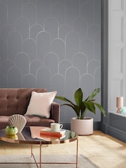 Graham & Brown Grey or Rose Gold Lancet A4 Wallpaper Sample - Image 1 of 3
