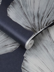 Graham & Brown Navy Palm Fan A4 Wallpaper Sample - Image 3 of 3