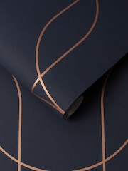 Graham & Brown Navy or Copper Palais A4 Wallpaper Sample - Image 3 of 3