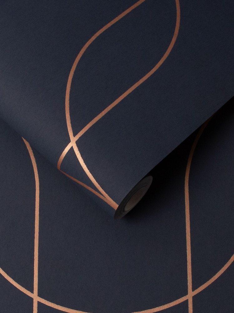 Graham & Brown Navy or Copper Palais A4 Wallpaper Sample - Image 3 of 3