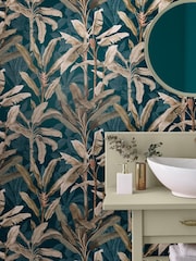 Graham & Brown Teal Borneo A4 Wallpaper Sample - Image 1 of 3