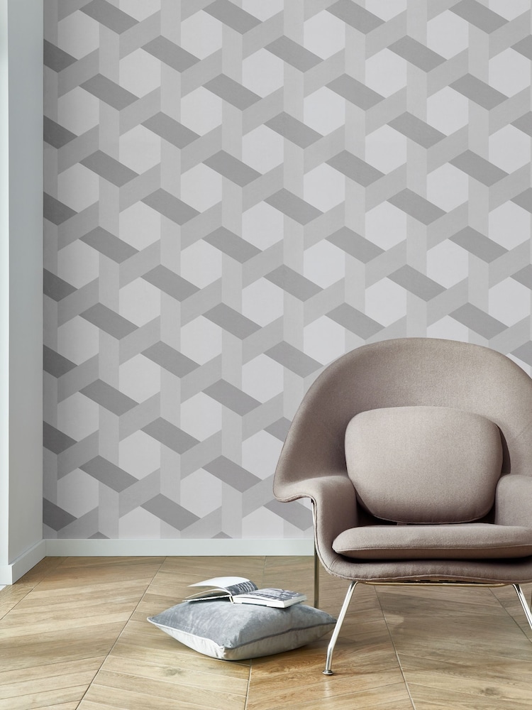 Graham & Brown Grey Fractal A4 Wallpaper Sample - Image 1 of 3