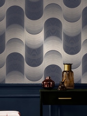 Graham & Brown Navy or Pale Gold Eclipse A4 Wallpaper Sample - Image 1 of 3