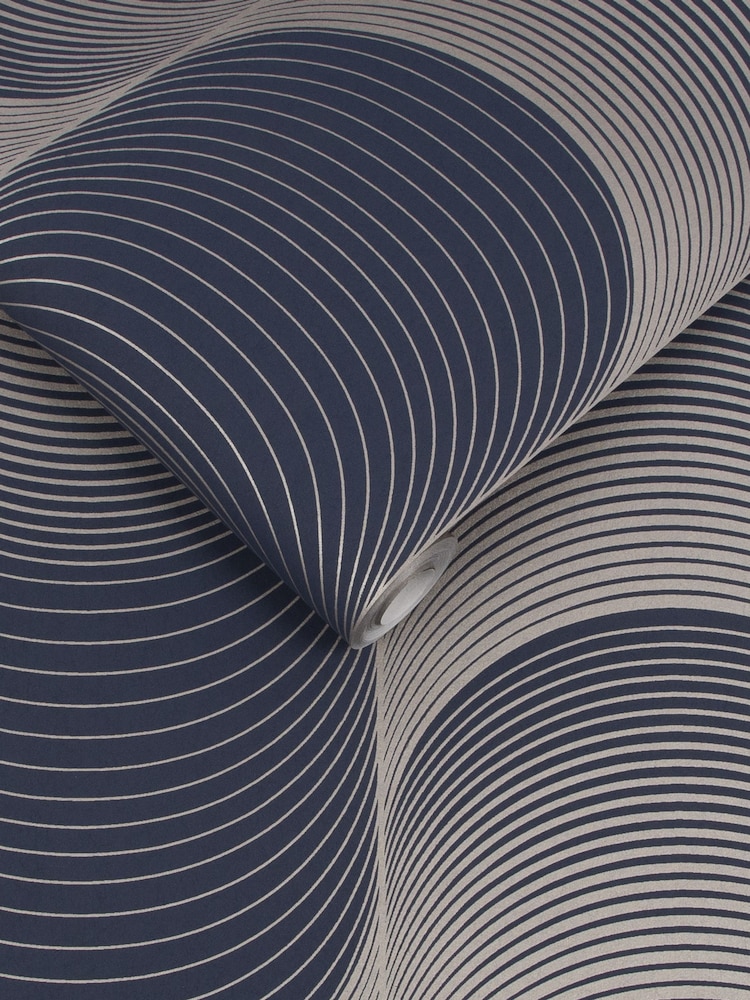 Graham & Brown Navy or Pale Gold Eclipse A4 Wallpaper Sample - Image 3 of 3