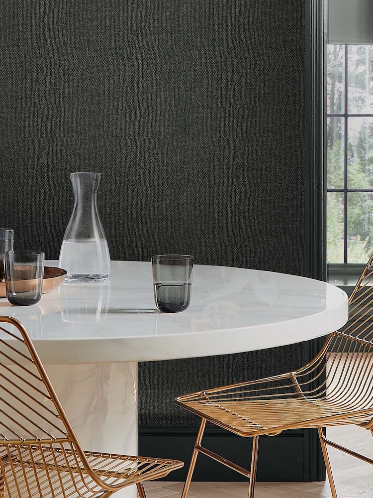 Graham & Brown Deep Grey Twill A4 Wallpaper Sample - Image 1 of 3