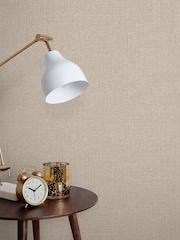 Graham & Brown Beige Linen A4 Wallpaper Sample - Image 1 of 3
