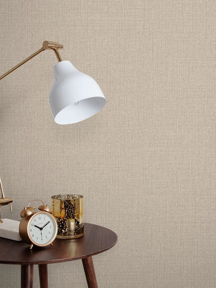 Graham & Brown Beige Linen A4 Wallpaper Sample - Image 1 of 3