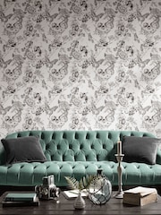 Graham & Brown Black Skull Roses A4 Wallpaper Sample - Image 1 of 3