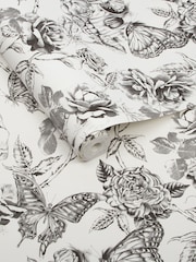 Graham & Brown Black Skull Roses A4 Wallpaper Sample - Image 3 of 3