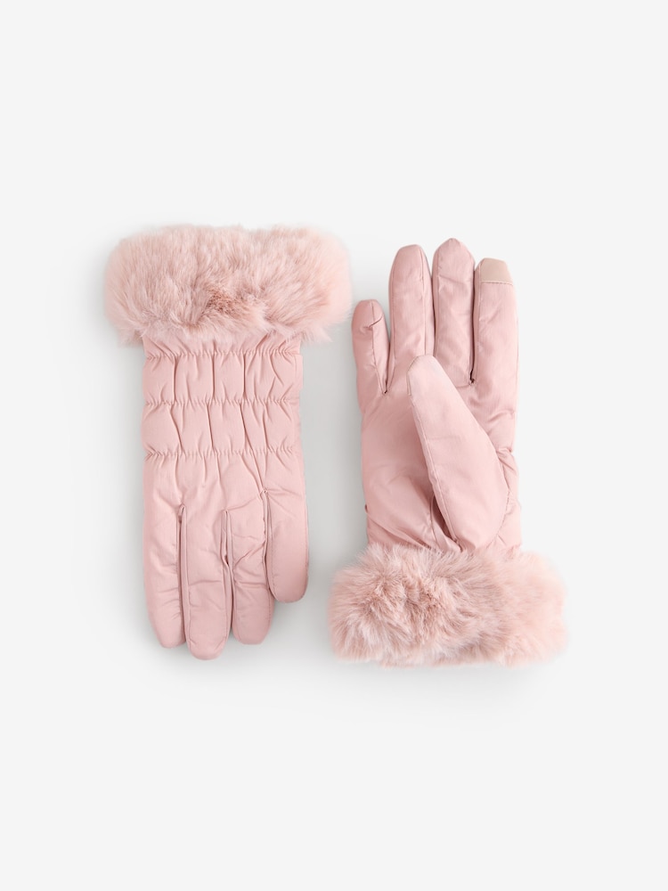 Totes Pink Ladies Isotoner Water Repellent Gloves with Smartouch - Image 1 of 2