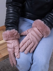 Totes Pink Ladies Isotoner Water Repellent Gloves with Smartouch - Image 2 of 2