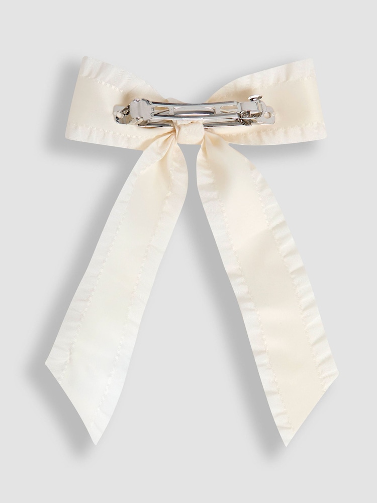 Jojo Maman Bébé Cream Ruffle Bow Clip - Image 7 of 7