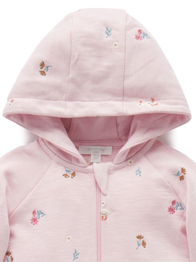 وردي - بدلة صوف للبيبي مطرّزة من القطن 100% من Purebaby - صورة 2 من 4