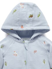 أزرق - بدلة صوف للبيبي مطرّزة من القطن 100% من Purebaby - صورة 2 من 4