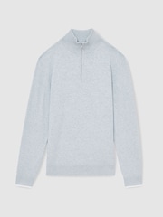 Reiss Soft Blue Swinley Cotton Blend Half Zip Jumper - Image 2 of 6