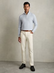 Reiss Soft Blue Swinley Cotton Blend Half Zip Jumper - Image 3 of 6