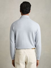 Reiss Soft Blue Swinley Cotton Blend Half Zip Jumper - Image 5 of 6