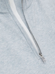 Reiss Soft Blue Swinley Cotton Blend Half Zip Jumper - Image 6 of 6