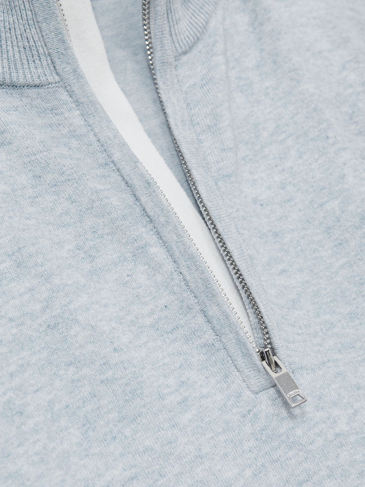 Reiss Soft Blue Swinley Cotton Blend Half Zip Jumper - Image 6 of 6