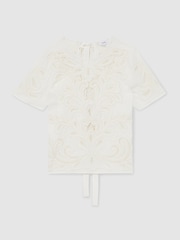 Reiss Ivory Iyla Floral Cut-Out Embroidery Top - Image 2 of 6