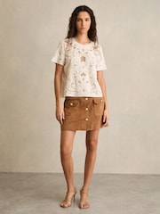 Reiss Ivory Iyla Floral Cut-Out Embroidery Top - Image 3 of 6