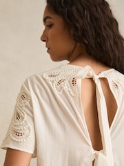 Reiss Ivory Iyla Floral Cut-Out Embroidery Top - Image 4 of 6