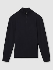 Reiss Navy Swinley Cotton Blend Half Zip Jumper - Image 2 of 7