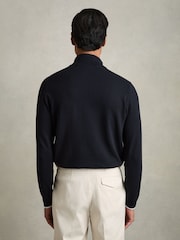Reiss Navy Swinley Cotton Blend Half Zip Jumper - Image 6 of 7
