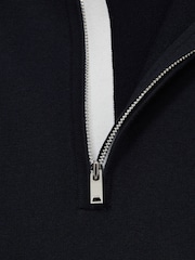 Reiss Navy Swinley Cotton Blend Half Zip Jumper - Image 7 of 7