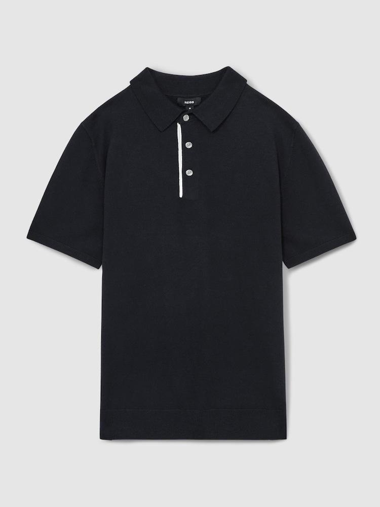 Темно-синий - Reiss Finch Contrast Placket Polo Shirt With Cotton - Image 2 of 6