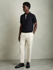 Темно-синий - Reiss Finch Contrast Placket Polo Shirt With Cotton - Image 3 of 6