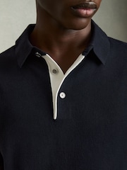 Темно-синий - Reiss Finch Contrast Placket Polo Shirt With Cotton - Image 4 of 6