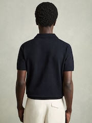 Темно-синий - Reiss Finch Contrast Placket Polo Shirt With Cotton - Image 5 of 6