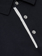 Темно-синий - Reiss Finch Contrast Placket Polo Shirt With Cotton - Image 6 of 6