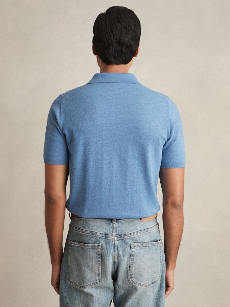 Albastru - Polo Tricouri Reiss Finch Contrast Placket Cu Bumbac - Image 5 of 6