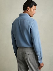 Indigo modra - Reiss Kittle denim Piqué z gumbi po celotni dolžini srajce - Slika 3 iz 6