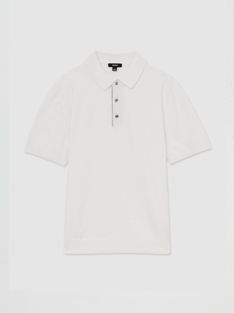 Белый - Reiss Finch Contrast Placket Polo Shirt With Cotton - Image 2 of 6