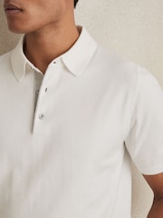 Белый - Reiss Finch Contrast Placket Polo Shirt With Cotton - Image 4 of 6
