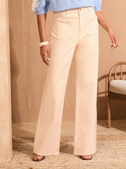 Love & Roses Apricot Patch Plait Pocket Wide Leg Jeans - Image 1 of 5