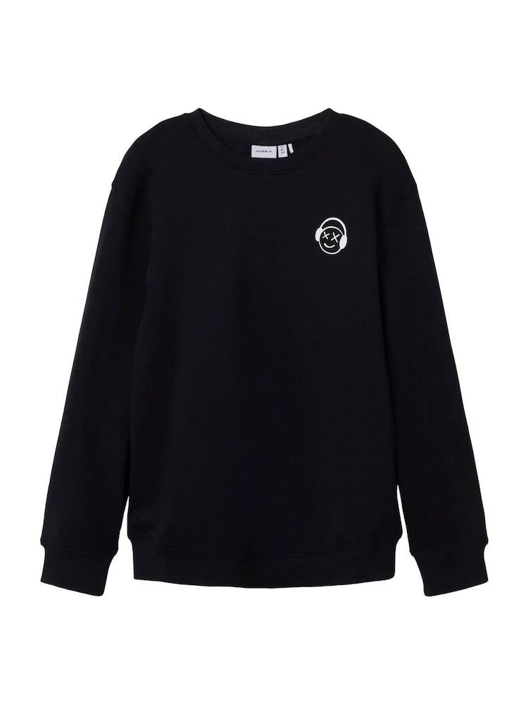Name It Black Skater Graphic Back Print Sweatshirt - Image 1 of 2 Name It Black Skater Graphic Back Print Sweatshirt - Image 1 of 2