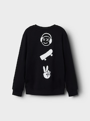 Name It Black Skater Graphic Back Print Sweatshirt - Image 2 of 2