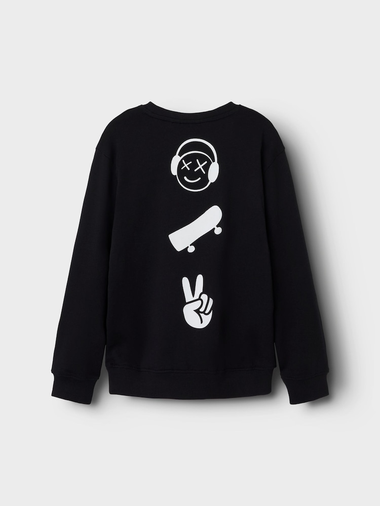 Name It Black Skater Graphic Back Print Sweatshirt - Image 2 of 2