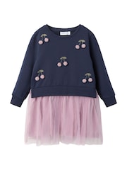 Name It Purple Cherry Applique Tulle Jumper Dress - Image 1 of 2