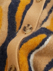 Reiss Camel Serafina Wool Cashmere Intarsia Stripe Cardigan - Image 6 of 6